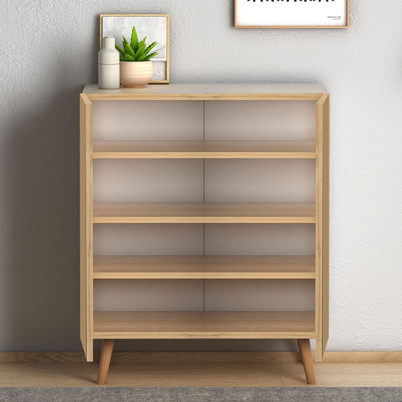 Shoe Rack GRANADA in oak finish, holding 12 pairs of shoes, featuring removable shelves and solid beech wood legs.